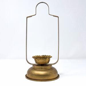 Vintage Brass Candle Lantern Style Gold Metal Lantern Holder Hollywood Regency